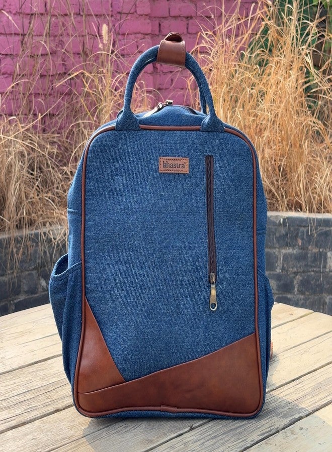 BHASTRA Deep Denim Backpack | Cotton Handloom | Laptop, Casual & Travel Backpack | College Bag For Men & Women | Ethically Sourced, Lightweight & Comfortable for All-Day Carry-Ideal For Gifting - Image 3