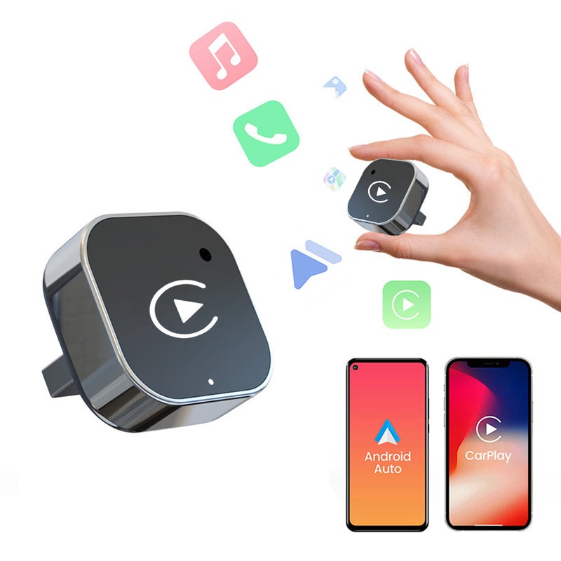 محول CarPlay اللاسلكي المصغر وتحديث أندرويد أوتوماتيك بحلول عام 2025، دونغل CarPlay ثنائي الوظيفة يحول الكابلات إلى لاسلكي، محول CarPlay اللاسلكي لاتقاط واستخدام منفذ USB/USB-C (أسود) - Image 1