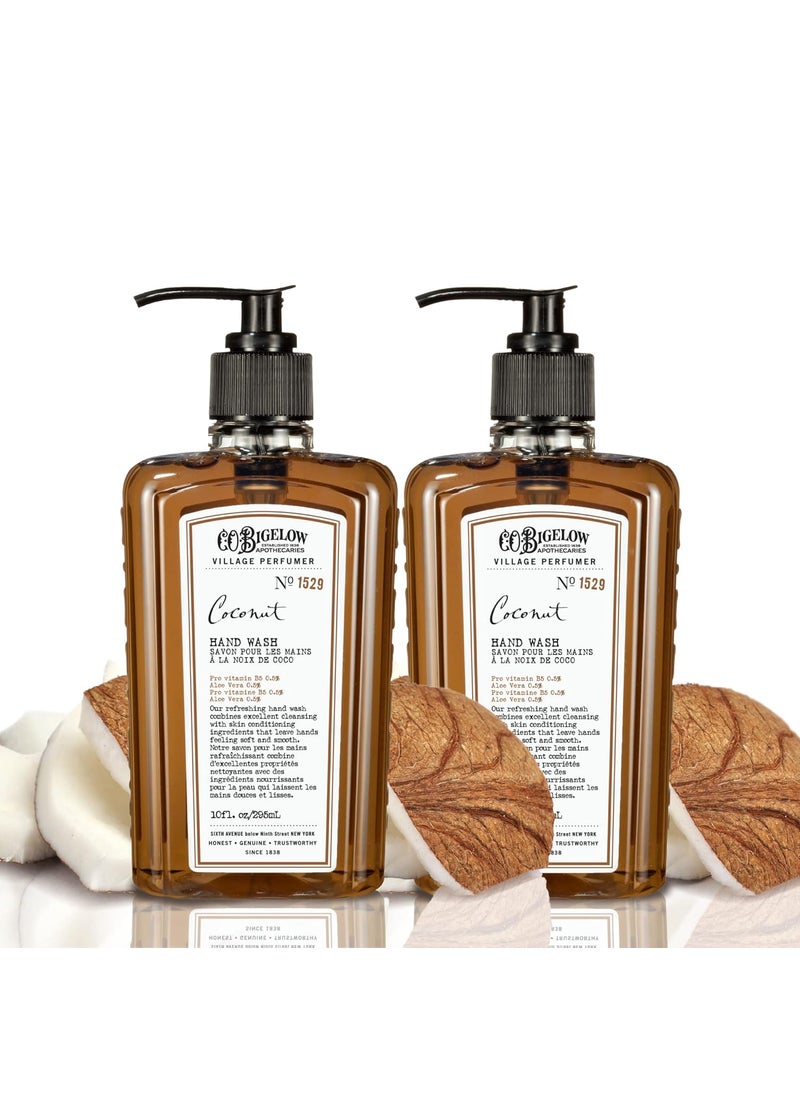 C. O. Bigelow CO Bigelow Hand Wash Coconut No 1529  Village Perfumer Moisturizing Hand Wash for Bathroom  Kitchen with Aloe Vera 10 fl oz Pack of 2 