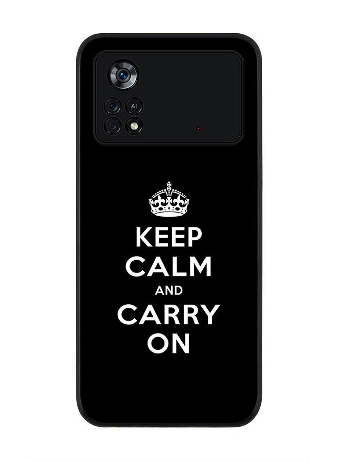 Stylizedd Rugged Black edge case for Poco M4 Pro 4G Slim fit Soft Case Flexible Rubber Edges Anti Drop TPU Gel Thin Cover - Keep calm and carry on - Image 1