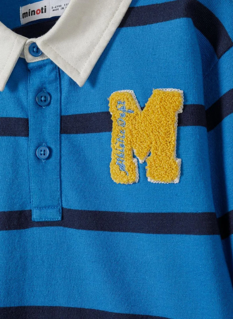 MINOTI Kids Boys Long Sleeve Rugby Shirt with Chest Print