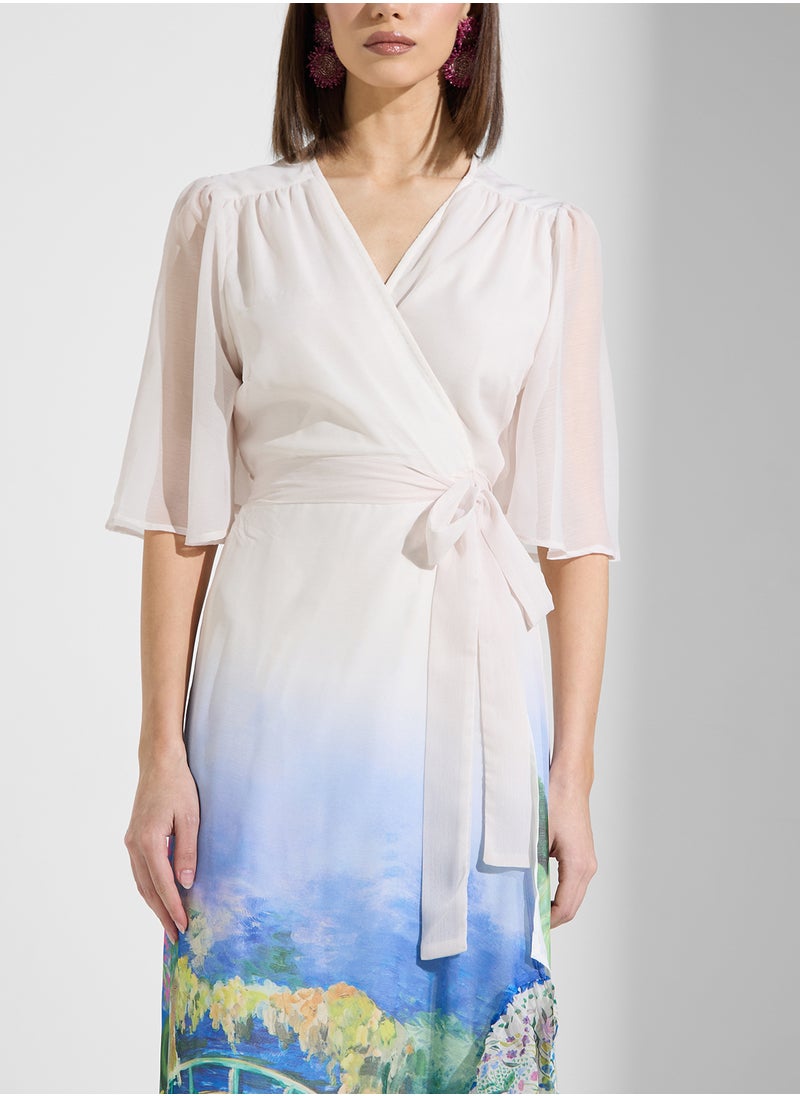 Hope & Ivy - Scenic Print Maxi Wrap Dress - Image 1
