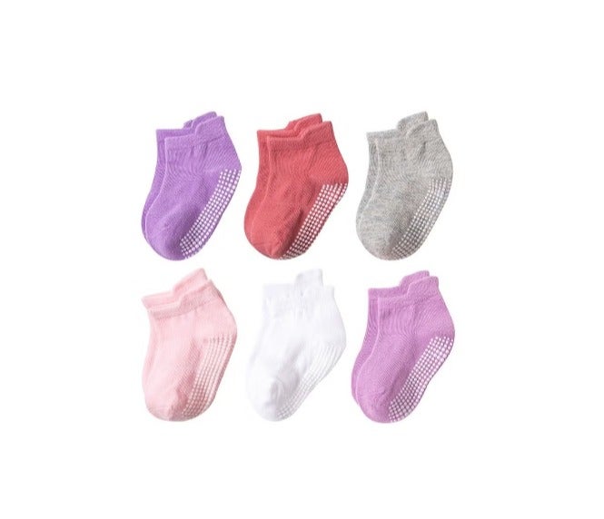 Woofixer 6 Pairs Soft Cotton Baby Socks, Anti-slip Lovely Pattern Multicolor Infant Socks, Comfortable & Cute Toddler Socks（6-12months）