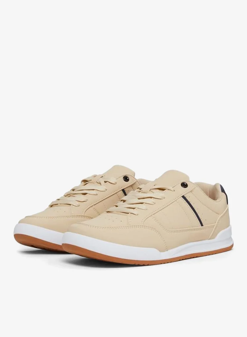Styli Men Beige Panelled Lace-Up Sneakers