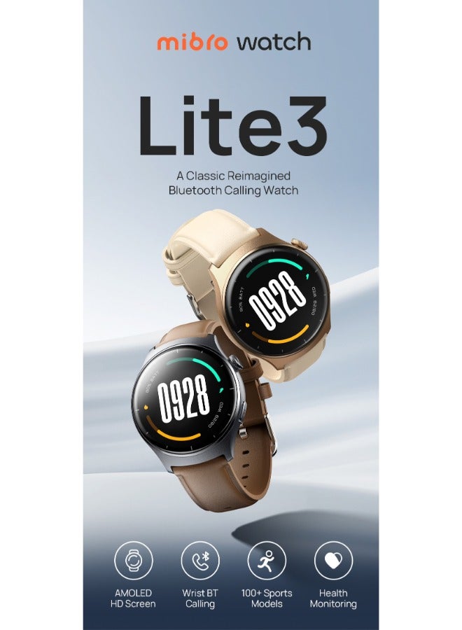 ميبرو ساعة ذكية لايت 3 ، شاشة 1.3 بوصة امولد ، ذهبى - Image 3