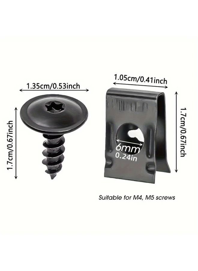 40 Pcs Black Car Self Tapping Screws U Shaped Spacers Fasteners Kit - Image 3