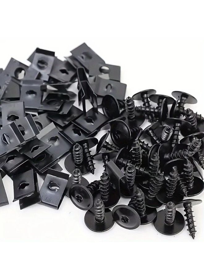 40 Pcs Black Car Self Tapping Screws U Shaped Spacers Fasteners Kit - Image 4