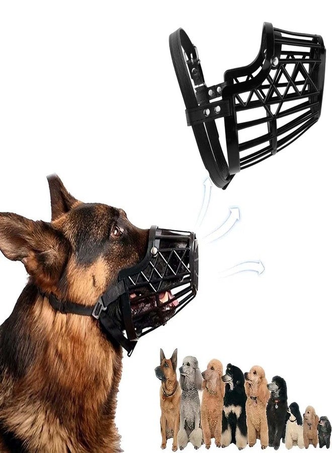 D&C PAWS Anti Biting Dog Muzzle Basket Cage Design | Adjustable Plastic Pet Muzzle with Quick Release Buckle | Comfortable Barking Control Muzzle for Training & Outdoor Use (Black - No-5, Large) - Image 4