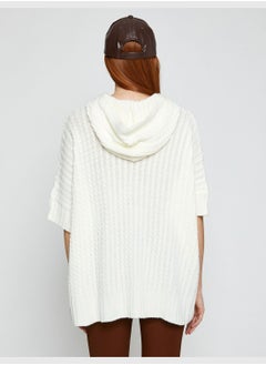 KOTON Hooded Poncho Knitted Patterned  - Image 4