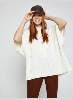 KOTON Hooded Poncho Knitted Patterned  - Image 1