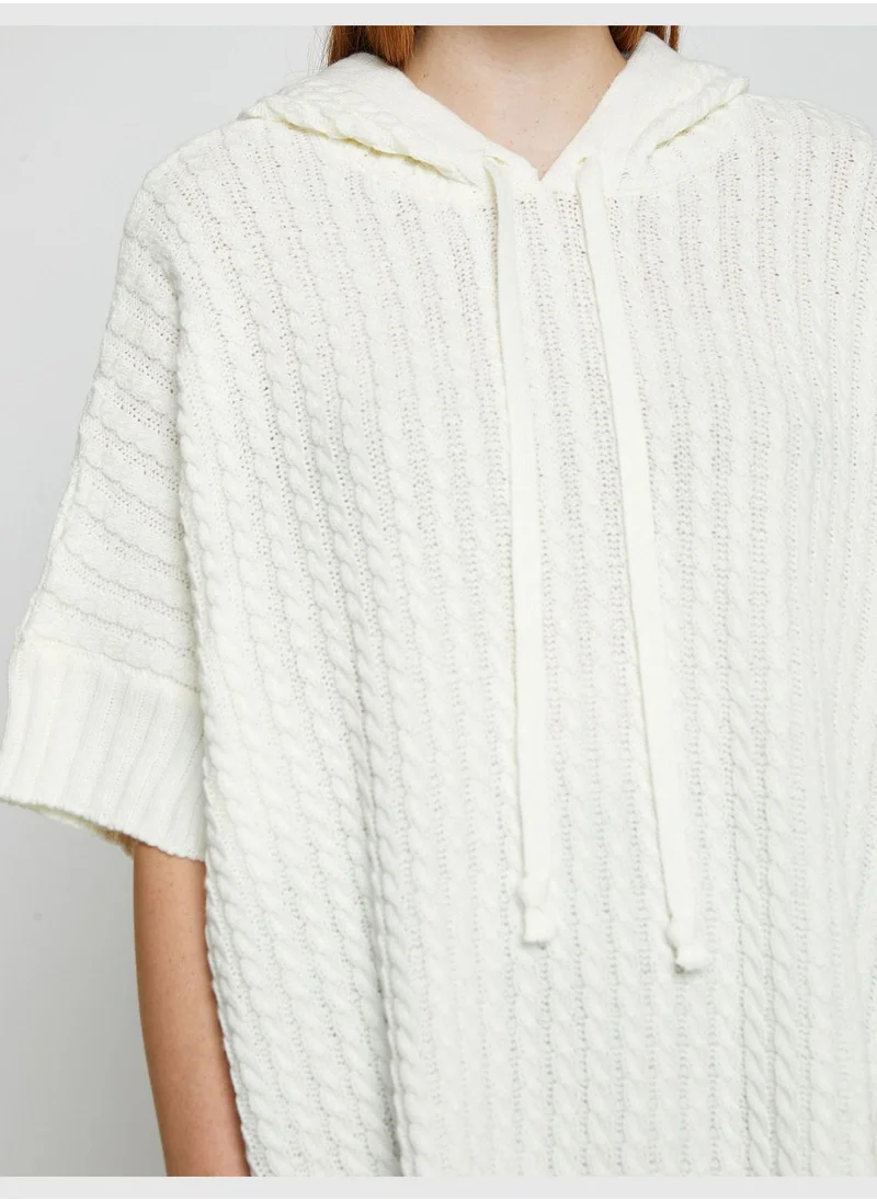 KOTON Hooded Poncho Knitted Patterned