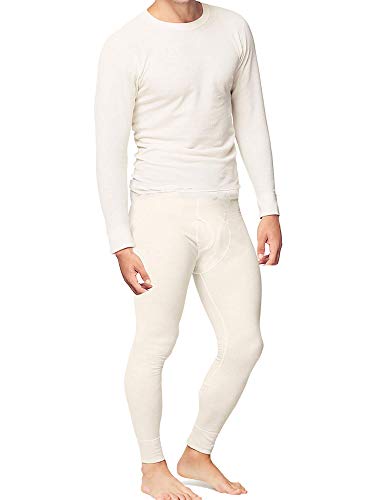 Place and Street Men’s Cotton Thermal Underwear Set Shirt Pants Long Johns Off-white - Image 3