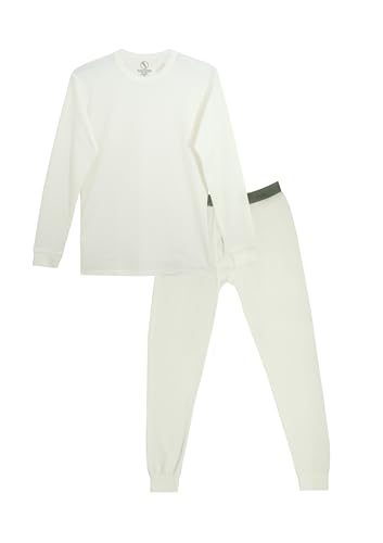 Place and Street Men’s Cotton Thermal Underwear Set Shirt Pants Long Johns Off-white - Image 2