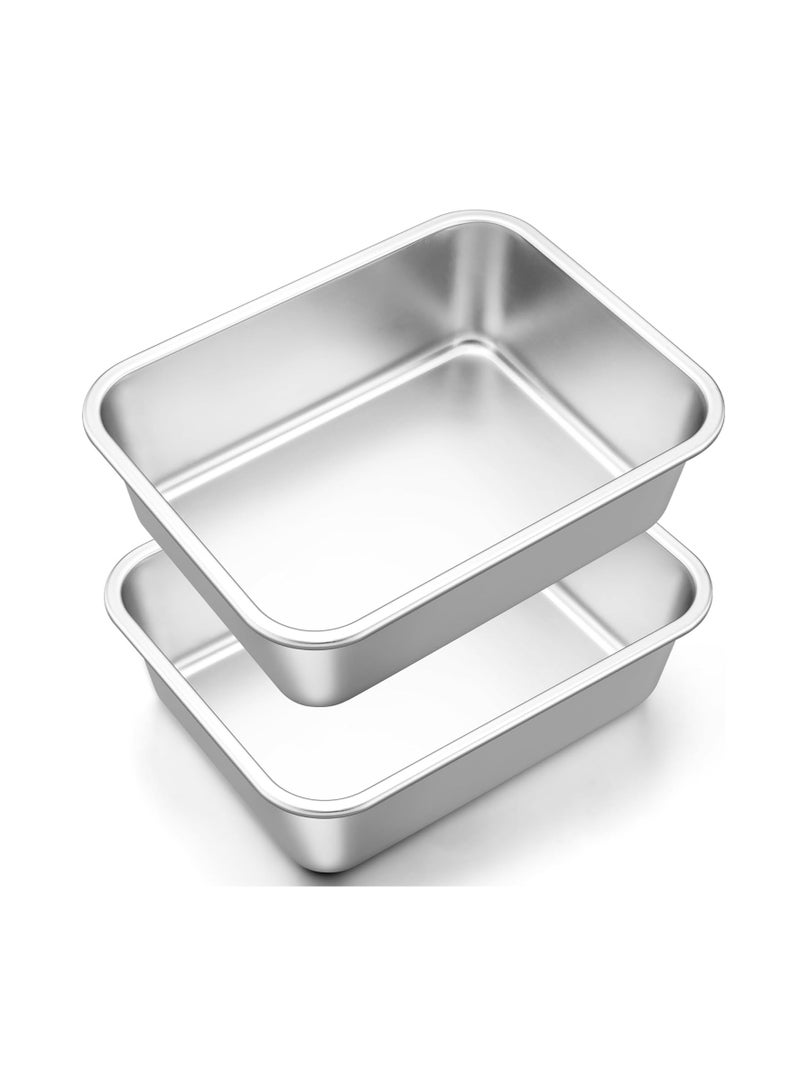 Onader 10x13 Inch Deep Lasagna Baking Pans Set of 2 Stainless Steel Rectangle Cake Pan - Image 1
