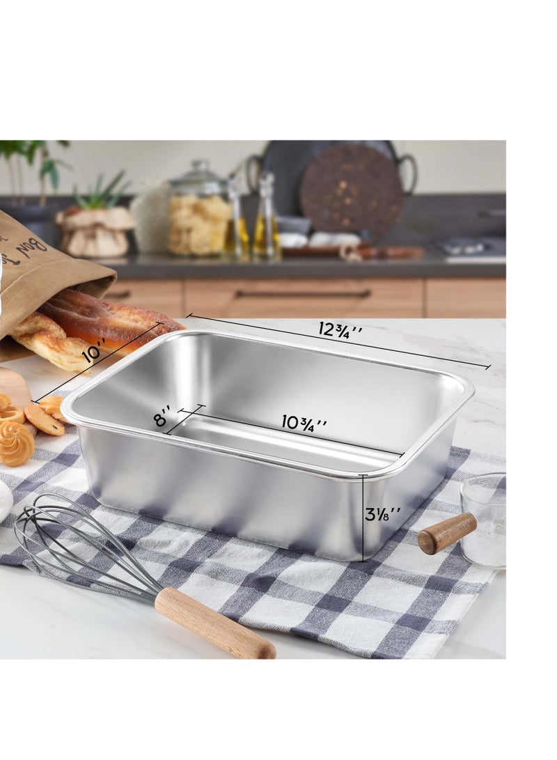 Onader 10x13 Inch Deep Lasagna Baking Pans Set of 2 Stainless Steel Rectangle Cake Pan - Image 2