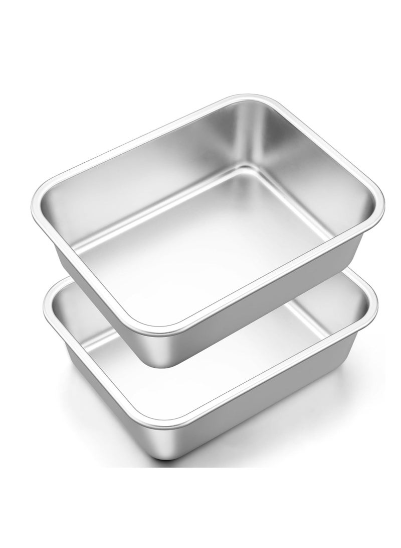 Onader 10x13 Inch Deep Lasagna Baking Pans Set of 2 Stainless Steel Rectangle Cake Pan - Image 4