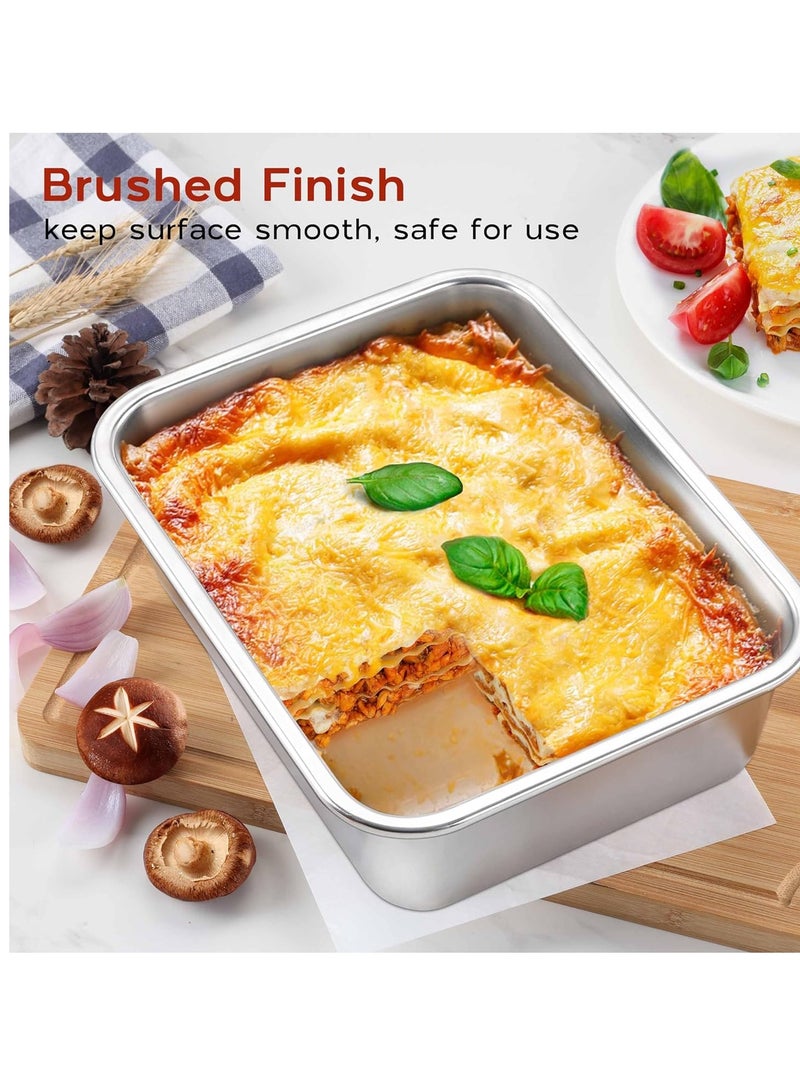 Onader 10x13 Inch Deep Lasagna Baking Pans Set of 2 Stainless Steel Rectangle Cake Pan - Image 3