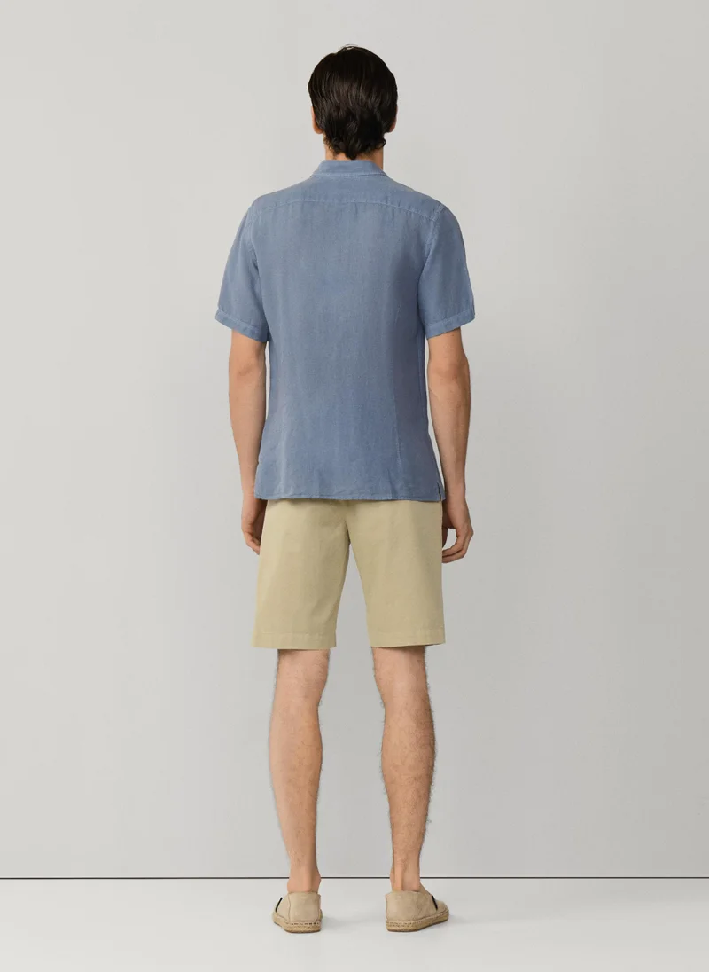 Hackett  Tailored Fit Short Sleeve Linen Shirt for Men | Best Price UAE
