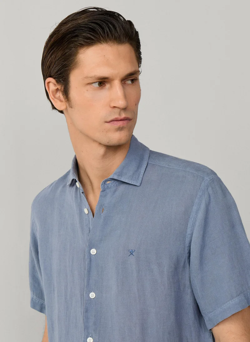 Hackett  Tailored Fit Short Sleeve Linen Shirt for Men | Best Price UAE