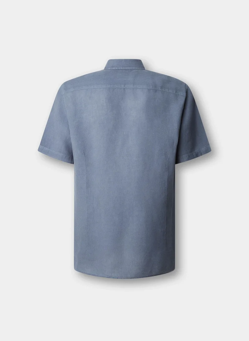 Hackett  Tailored Fit Short Sleeve Linen Shirt for Men | Best Price UAE