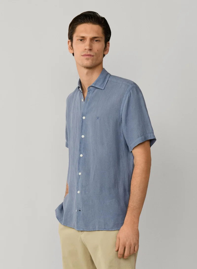 Hackett  Tailored Fit Short Sleeve Linen Shirt for Men | Best Price UAE