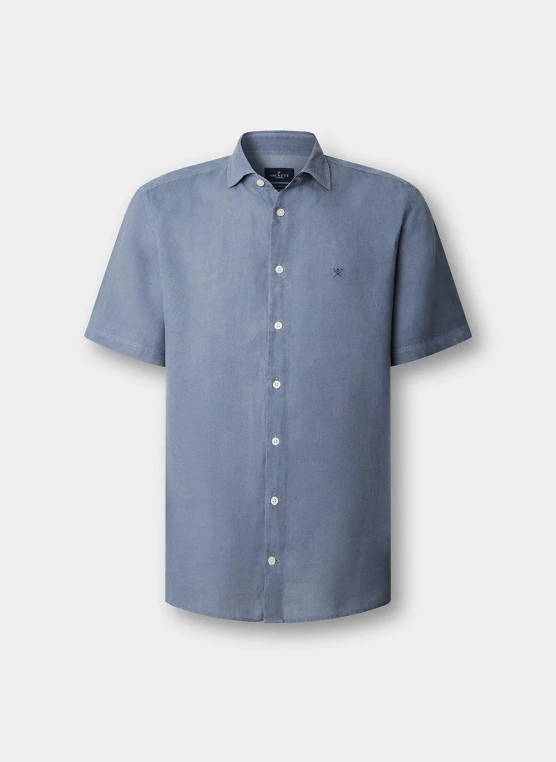هاكيت Tailored Fit Short Sleeve Linen Shirt