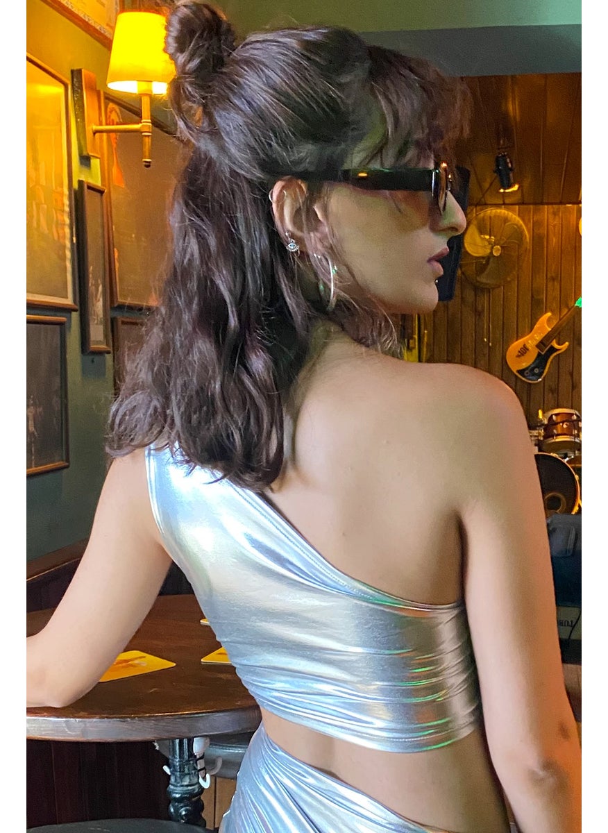 Due Stelle Women's One-Shoulder Shiny Evening Dress Bustier - Party Bustier  - Image 2