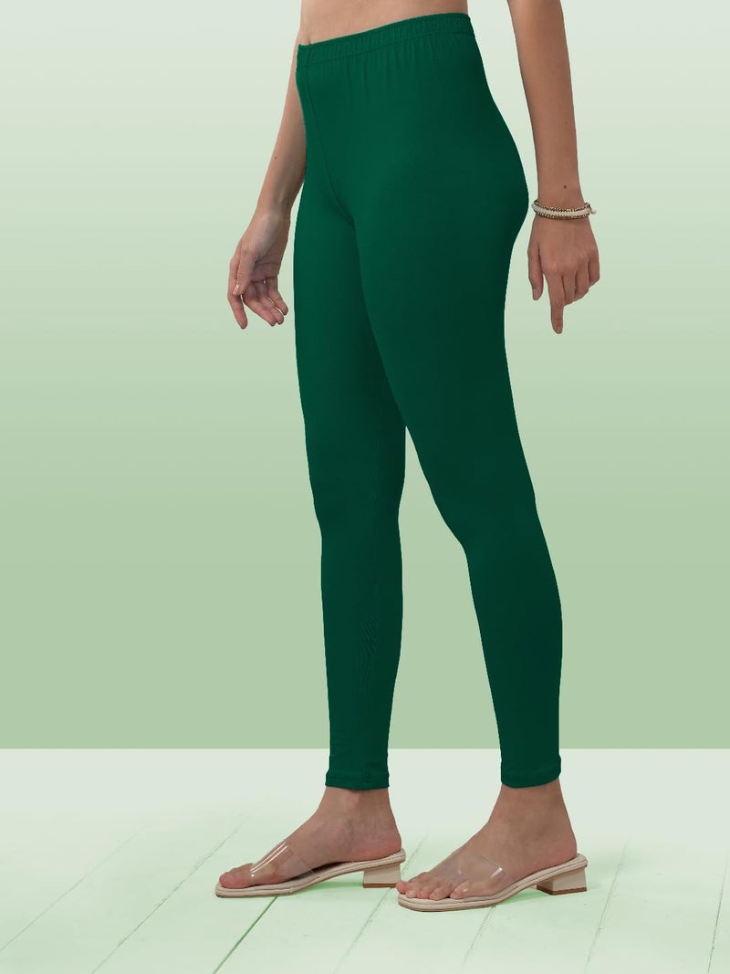 Lyra Women Solid Premium Cotton Ankle length Leggings | Mid-Waist | Fashionwear - Image 4
