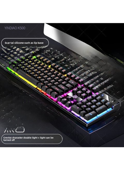 Digital Computer Keyboard 104 Keys Usb Interface For Gaming Office-Color:Black-Mixed Light