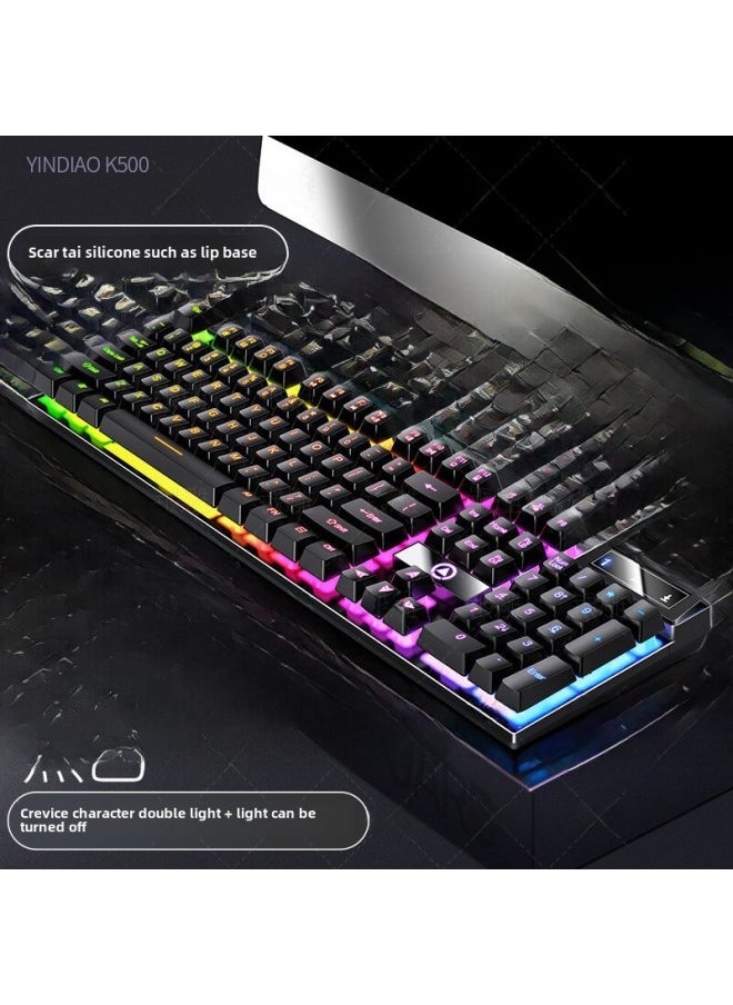 Generic Digital Computer Keyboard 104 Keys Usb Interface For Gaming Office-Color:Black-Mixed Light  - Image 1