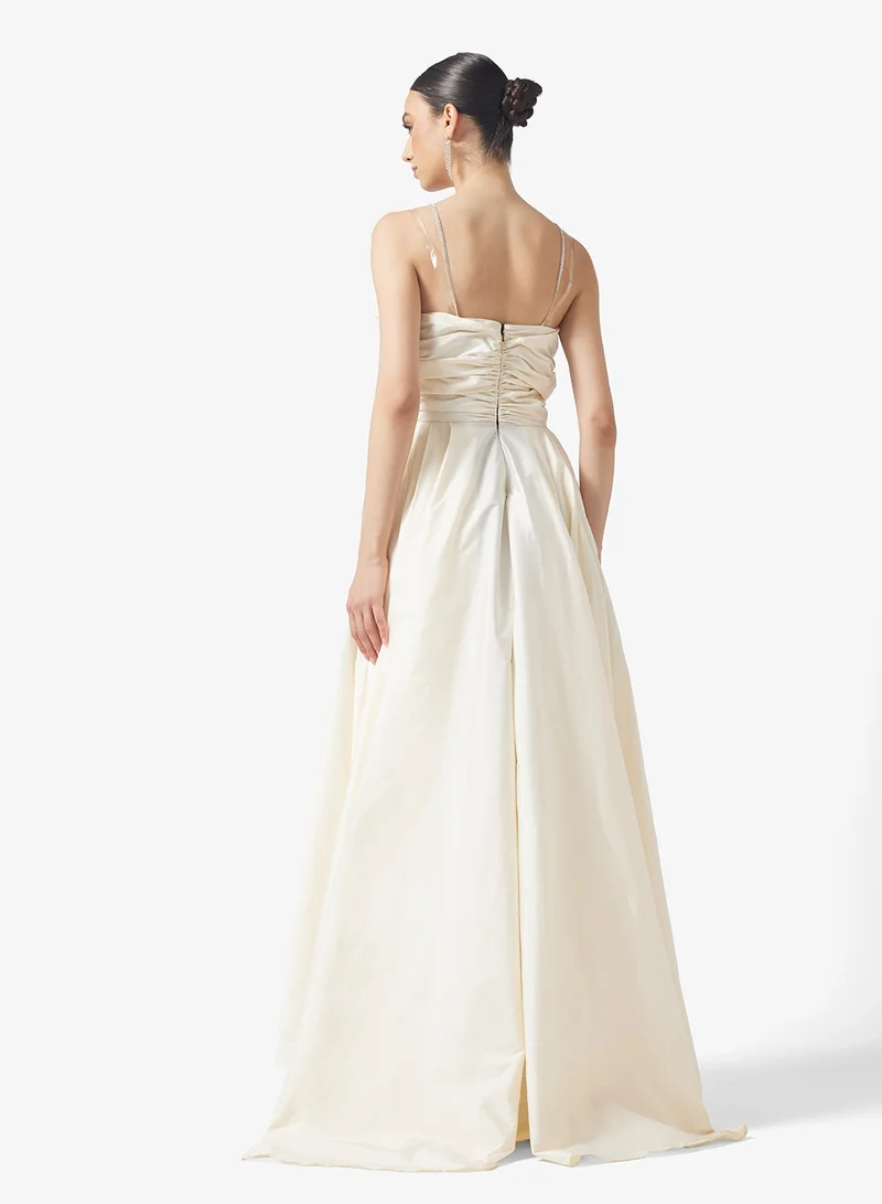 Namshi x Contrast Toned Dress With Crystal Strap & Back Trail