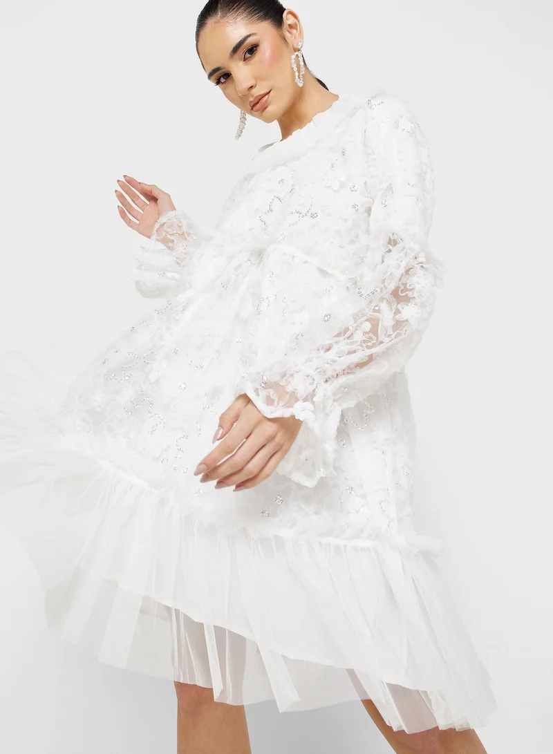 3 4 lace wedding dress V-neck Lace A-line Side Split 3/4 Sleeve Wedding Dress