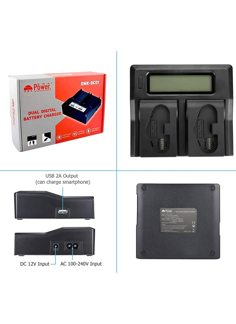 DMK Power - DMK Power DC-01 LP-E4 / LP-E19 Dual Battery Charger Compatible With Canon EOS R3, EOS-1D Mark III, EOS-1D Mark IV, EOS-1Ds Mark III, EOS-1D X, EOS-1D X Mark II, EOS-1D X Mark III - Image 1