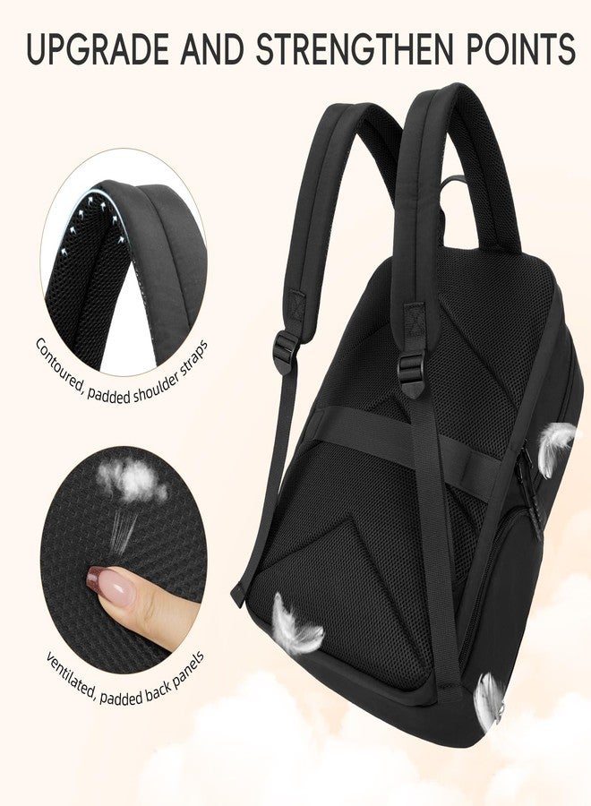 CLUCI Puffy Quilted Laptop Backpack for Women, Soft Black, Modern - Image 5