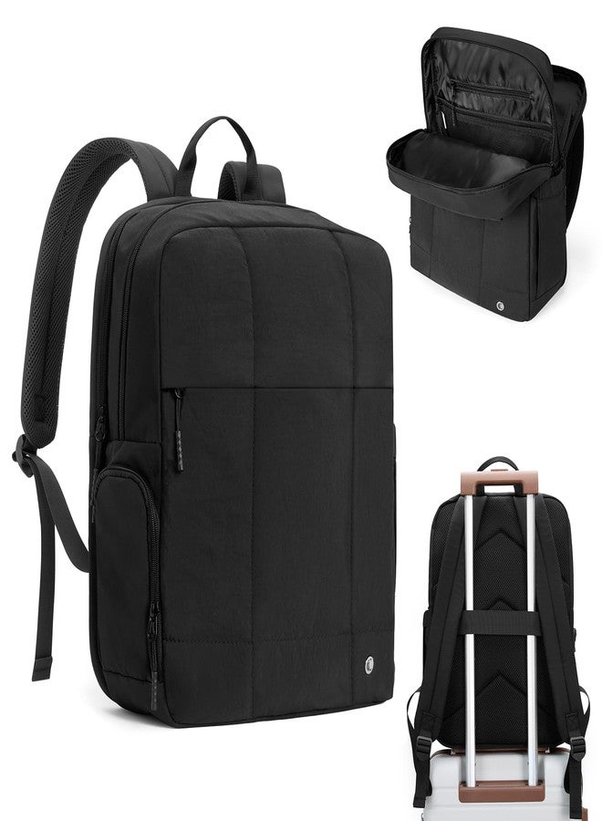 CLUCI Puffy Quilted Laptop Backpack for Women, Soft Black, Modern - Image 1