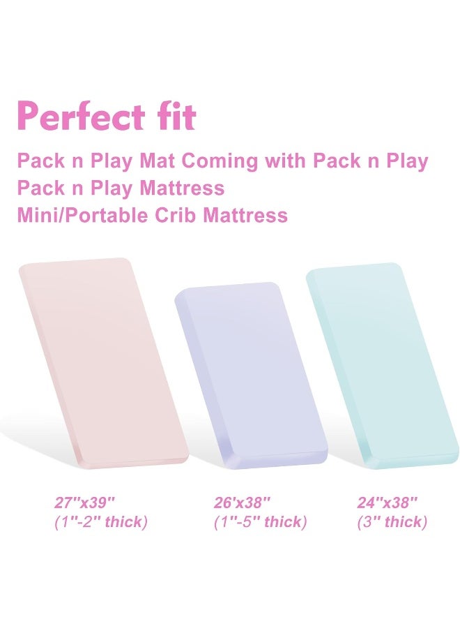 Pro Goleem Pro Goleem Muslin Pack n Play Sheets for Girls, Soft Breathable Cotton Fitted Mini Crib Sheets, Baby Sheets for Playard Mattress, 2 Pack (Pink＆Purple)  - Image 5