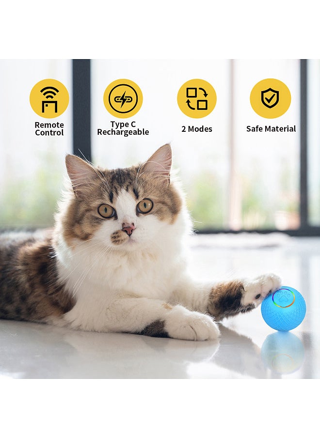 Generic - Toy Ball for Cats - Remote Control Pet Toy  LED Flashing  Dual Mode Design  Low Noise  Type-C Charging  Automatic Obstacle Avoidance - Active Rolling Ball for Cats  Jolly Ball Cat Toy for Indoor Cats - Image 1
