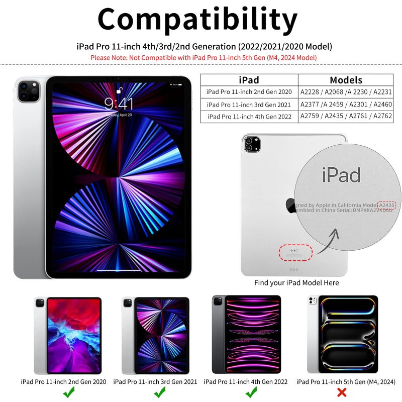 kenke Case for iPad Pro 11 Inch 4th/3rd/2nd Generation (2022/2021/2020) with Pencil Holder, Slim Trifold Smart Cover with Soft TPU Back, Support 2nd Gen Pencil Charging, Auto Sleep/Wake, Gray - Image 2