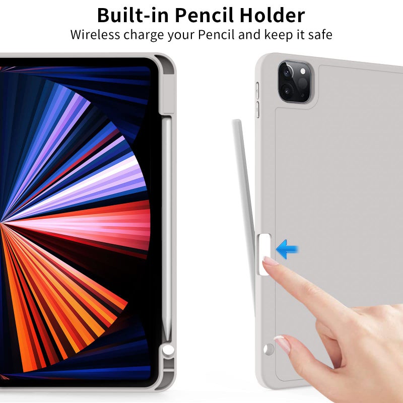 kenke Case for iPad Pro 11 Inch 4th/3rd/2nd Generation (2022/2021/2020) with Pencil Holder, Slim Trifold Smart Cover with Soft TPU Back, Support 2nd Gen Pencil Charging, Auto Sleep/Wake, Gray - Image 5