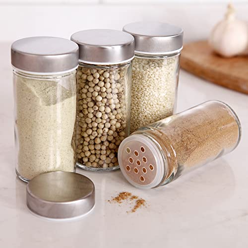 Tianifa 2 Pcs Glass Spice Jars/Bottles - 3oz Empty Round Spice Containers with Airtight Metal Caps with Shaker Lids (2, clear) - Image 4