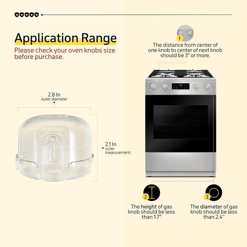 HIGHCRAFT Gas Stove Knob Covers for Child Safety - 5 Pack Durable and Heat Resistant Oven Knob Covers for Baby Proofing Electric or Gas Stoves - Easy Install Clear View Stove Safety Knob Covers - - Image 3