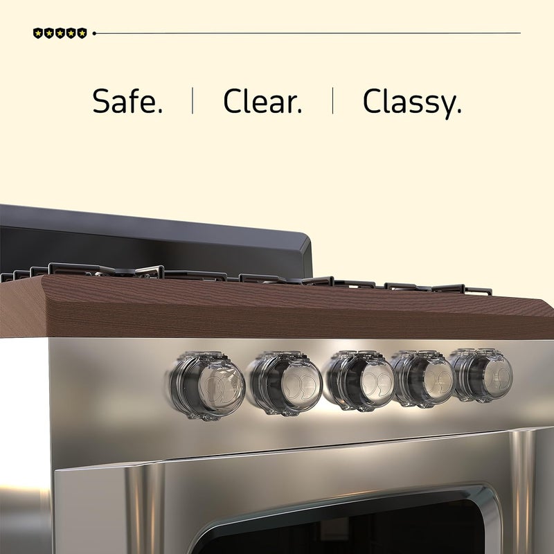 HIGHCRAFT Gas Stove Knob Covers for Child Safety - 5 Pack Durable and Heat Resistant Oven Knob Covers for Baby Proofing Electric or Gas Stoves - Easy Install Clear View Stove Safety Knob Covers - - Image 2