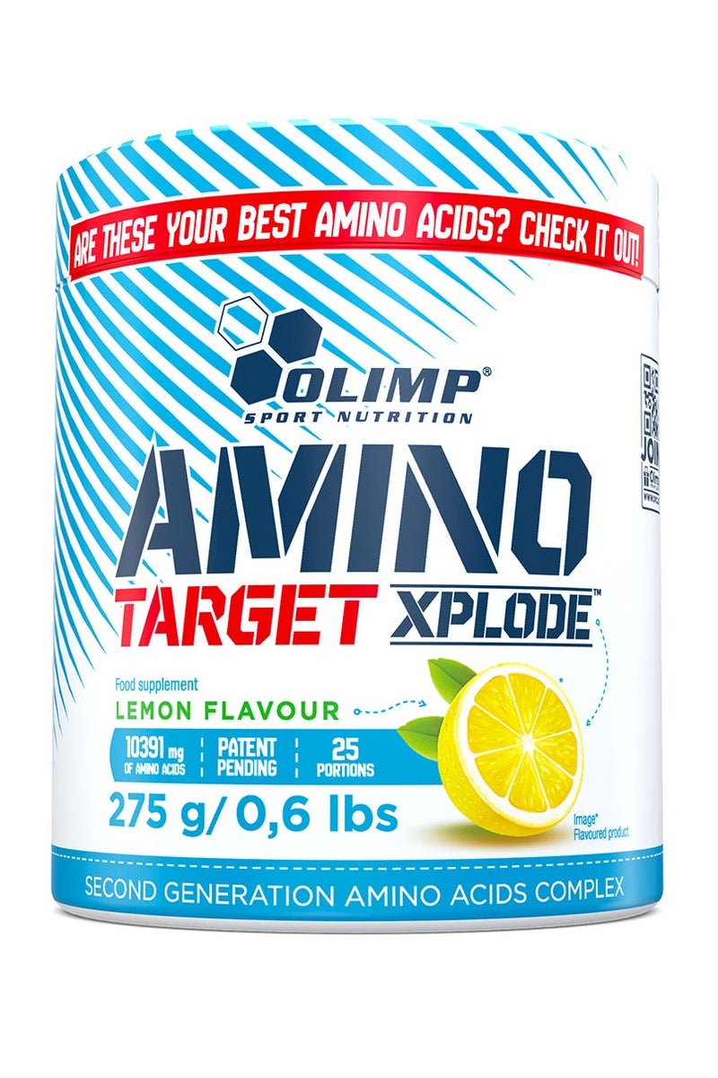 Olimp Sport Nutrition Amino Target Xplode, Lemon Flavor, 275g | High-Quality Amino Acids Powder | Sugar-Free, GMO-Free | Supports Muscle Maintenance & Stamina