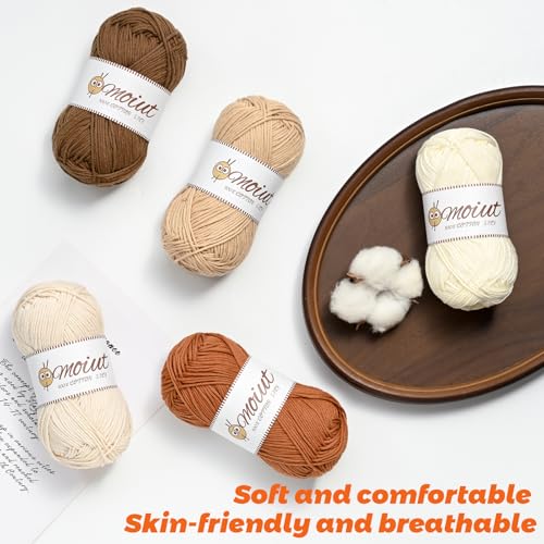 OMoiut 3 Pack Cotton Yarn for Crocheting, Baby Yarn for Crocheting Soft, 393yds / 5.29oz Fluffy Amigurumi Crochet Yarn, 5 Ply 100% Milk Cotton Yarn for Puzzle、Socks、Clothes(3 Deep Pink) - Image 5