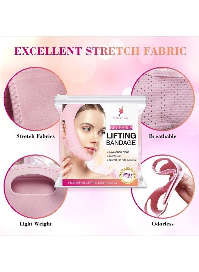Venus Visage قناع رفع الوجه على شكل V - حزام قابل لإعادة الاستخدام لتقليل الذقن المزدوجة للنساء، حزام تنحيف الفك، قناع رفع الذقن لخط الفك المحدد، حزام الذقن لرفع الوجه وشد الذقن على الطريقة الكورية - Image 5