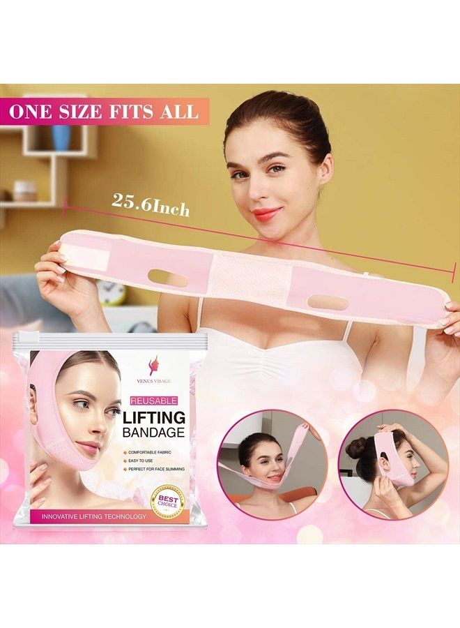 Venus Visage قناع رفع الوجه على شكل V - حزام قابل لإعادة الاستخدام لتقليل الذقن المزدوجة للنساء، حزام تنحيف الفك، قناع رفع الذقن لخط الفك المحدد، حزام الذقن لرفع الوجه وشد الذقن على الطريقة الكورية - Image 3