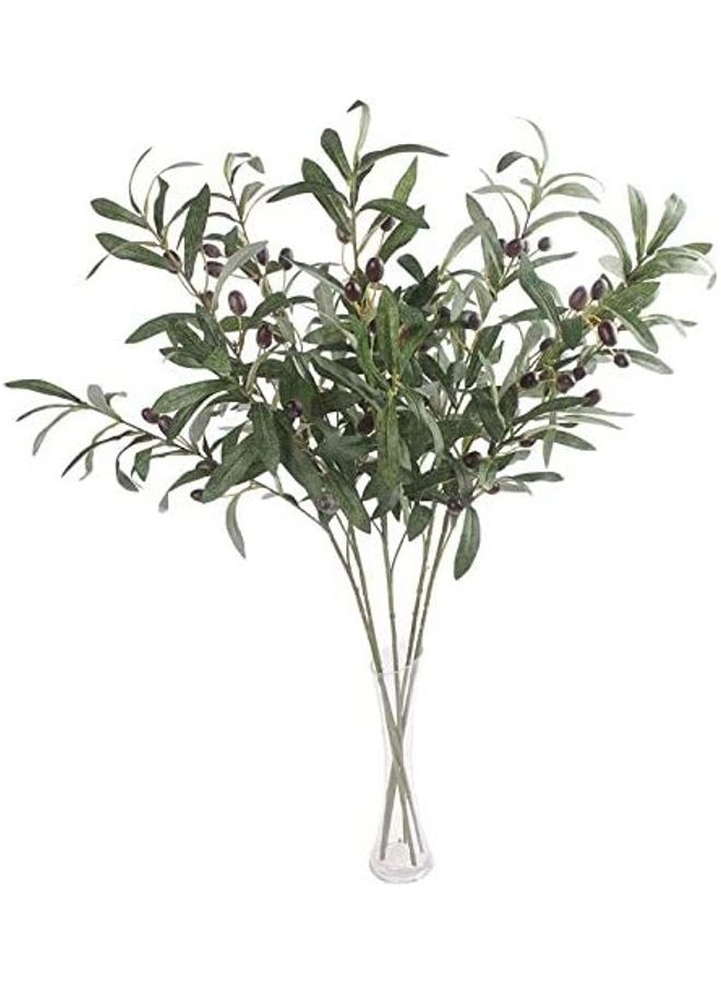 NIBEMINENT 5-Piece Olive Artificial Plant Branch Set Green/Red - Image 1