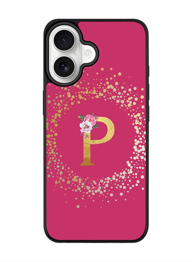 Stylizedd iPhone 17 Case, [Compatible with MagSafe] Slim Magnetic cover Phone Case iPhone 17 -Custom Monogram Floral - P ( Deep Pink ) - Image 1