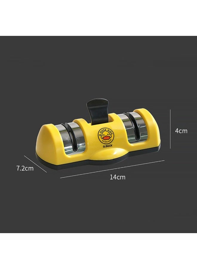 جيه زد اس مبراة مقص سكاكين JZS، أداة شحذ سكاكين مستقيمة ومسننة بدون استخدام اليدين، أداة أمان PowerGrip لشحذ جميع سكاكين المطبخ (أصفر) - Image 2