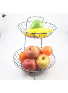 sulfar Heavy Stainless Steel 2 Tier Fruit & Vegetable Basket For Dining Table & Kitchen (Silver)  - Image 5